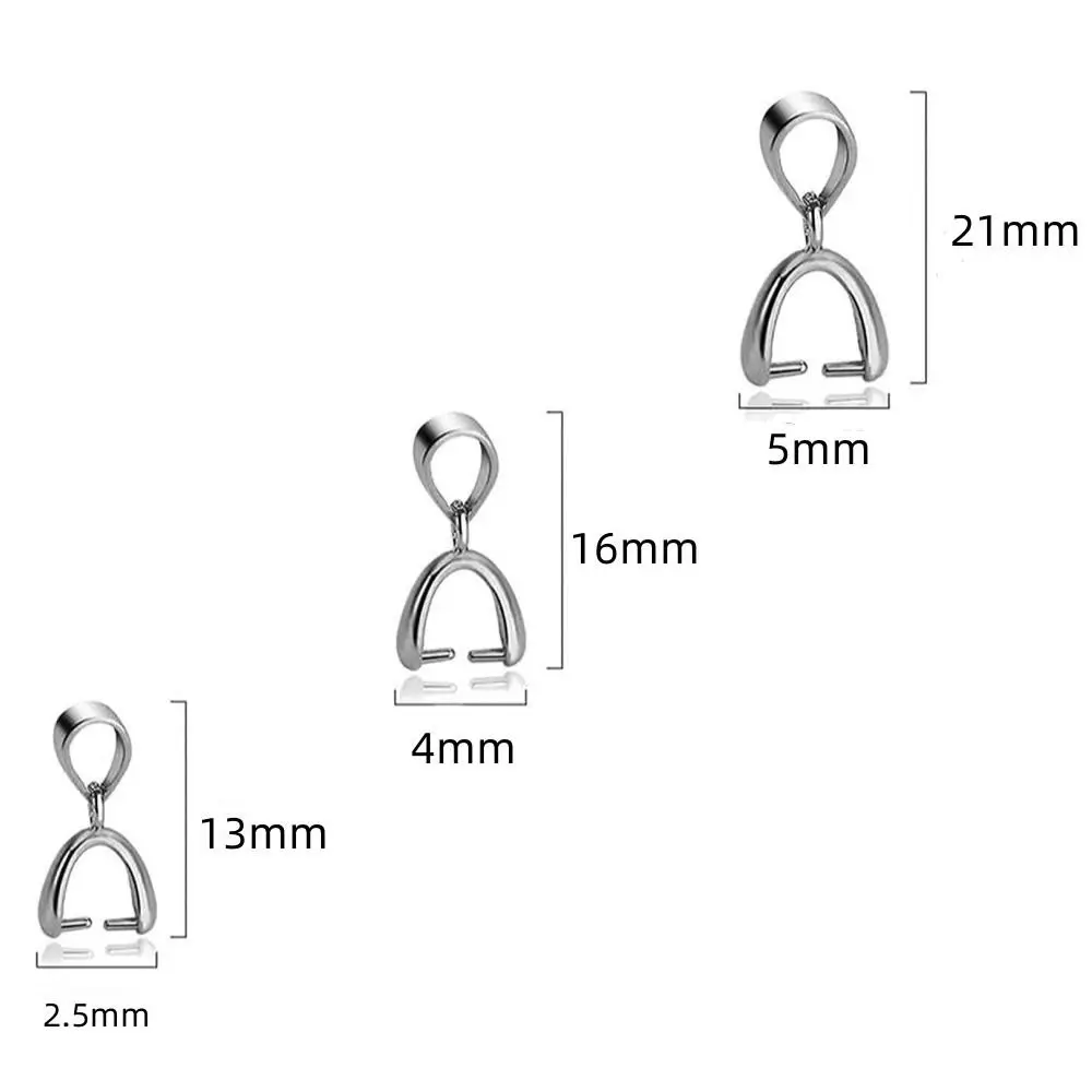 10cpcs Stainless Steel Pendant Pinch Bail DIY Necklace Jewelry Make Gold Silver Metal Clip Buckle Charm Bead Pendant Connector