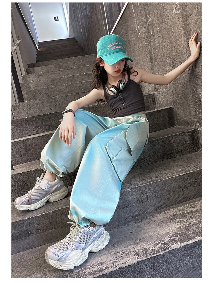 Kinder Y2K Neue Lässige Baumwoll-Cargohosen Gothic-Sprühdruck-Hosen Mädchen Mode Streetwear Unterteile Kinderbekleidung Jogginghosen – Detail 18