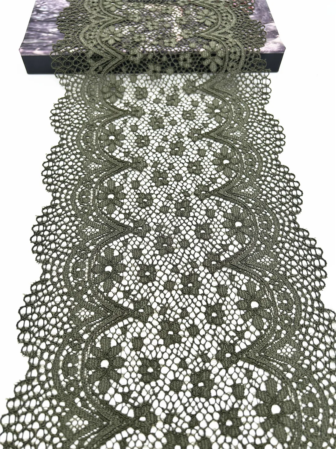 3y/lot Width 8 1/4 inch 21cm Olive Green Elastic Lace Trim Lingerie Sewing Craft DIY Apparel Fabric Lace Garment Accessory