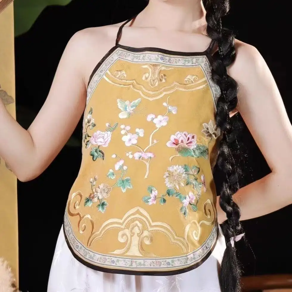 Vintage Sexy Hanfu Pajamas Traditional Chinese Floral Printing Tops Couples Sleeveless Backless Sling Underwear Women Xmas Gifts