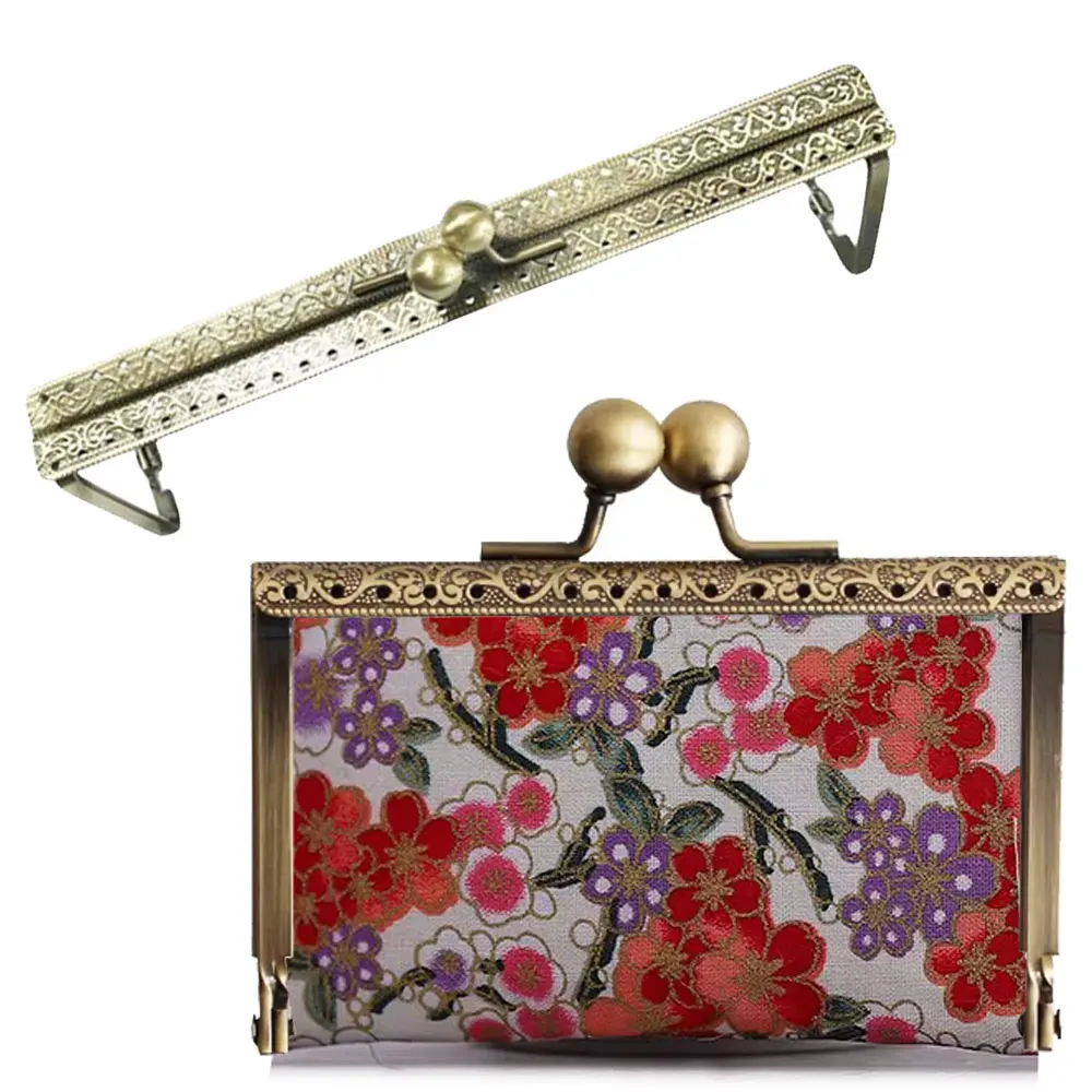 

10PCS 9cm-19cm Metal Coin Purse Bag Square Metal Purse Frame Knurling Straight Edge Kiss Clasp DIY Bag Sewing Accessories