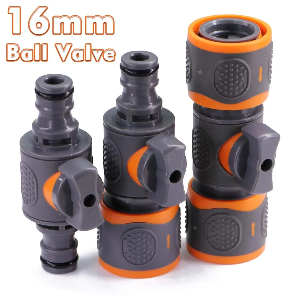 16mm Ball Valve Hose Adapter Quick Connector Connect Repair Coupling Joint Extender Garden Irrigation Tubing Stop Water Shut Off
