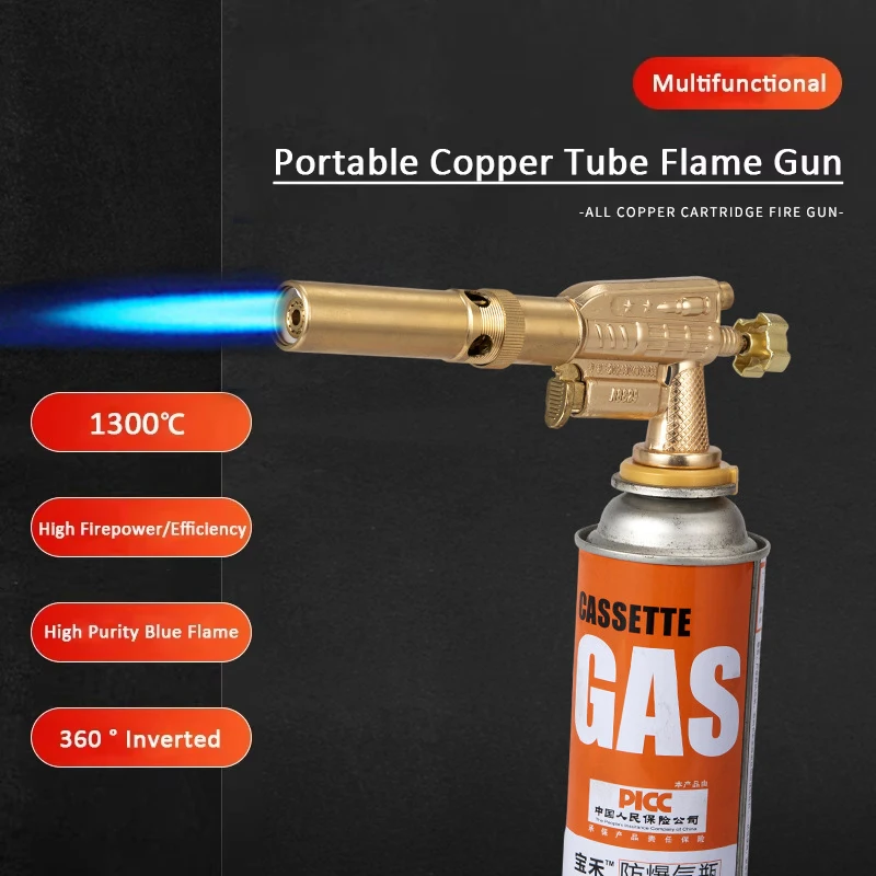 High-Quality Metal Flame Gun Gas Burner Torch Butane Burner Outdoor Camping BBQ Flamethrower Welding Equipment Kitchen Lighter
