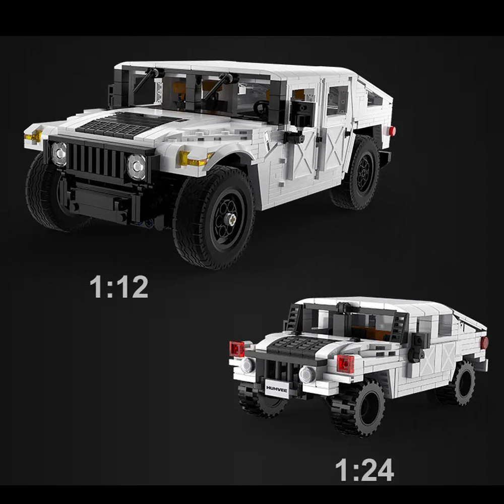 テクニカルORV ハンヴィー ビルディングブロック 1/12スケール ハンヴィーモデル ラジオ2.4GHzリモコン車両 組み立てブロック スピードRC玩具