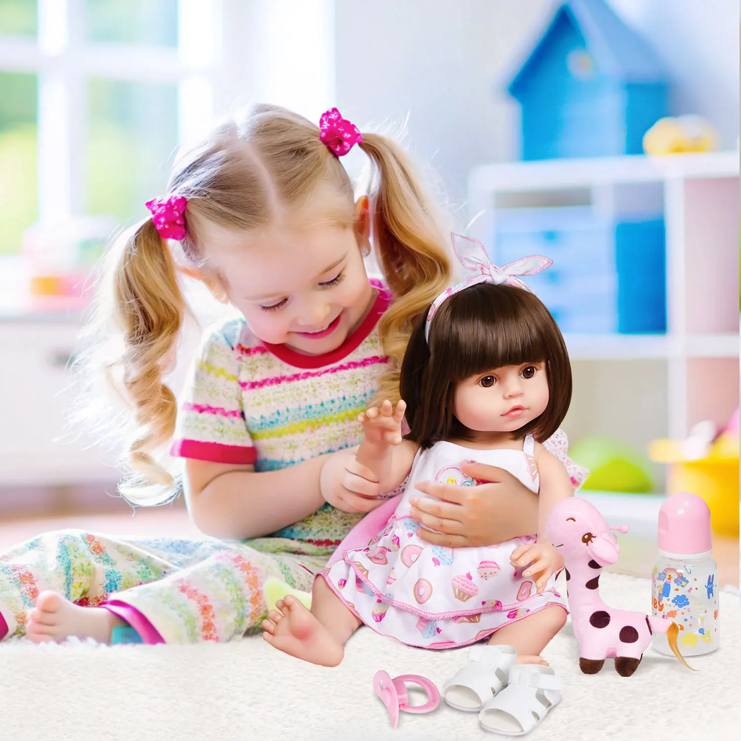 19inch Full Body Soft Silicone Vinyl Water Proof Bath Toy Popular Reborn Toddler Baby Dolls Lifelike Cuddly Doll for Girl Gift