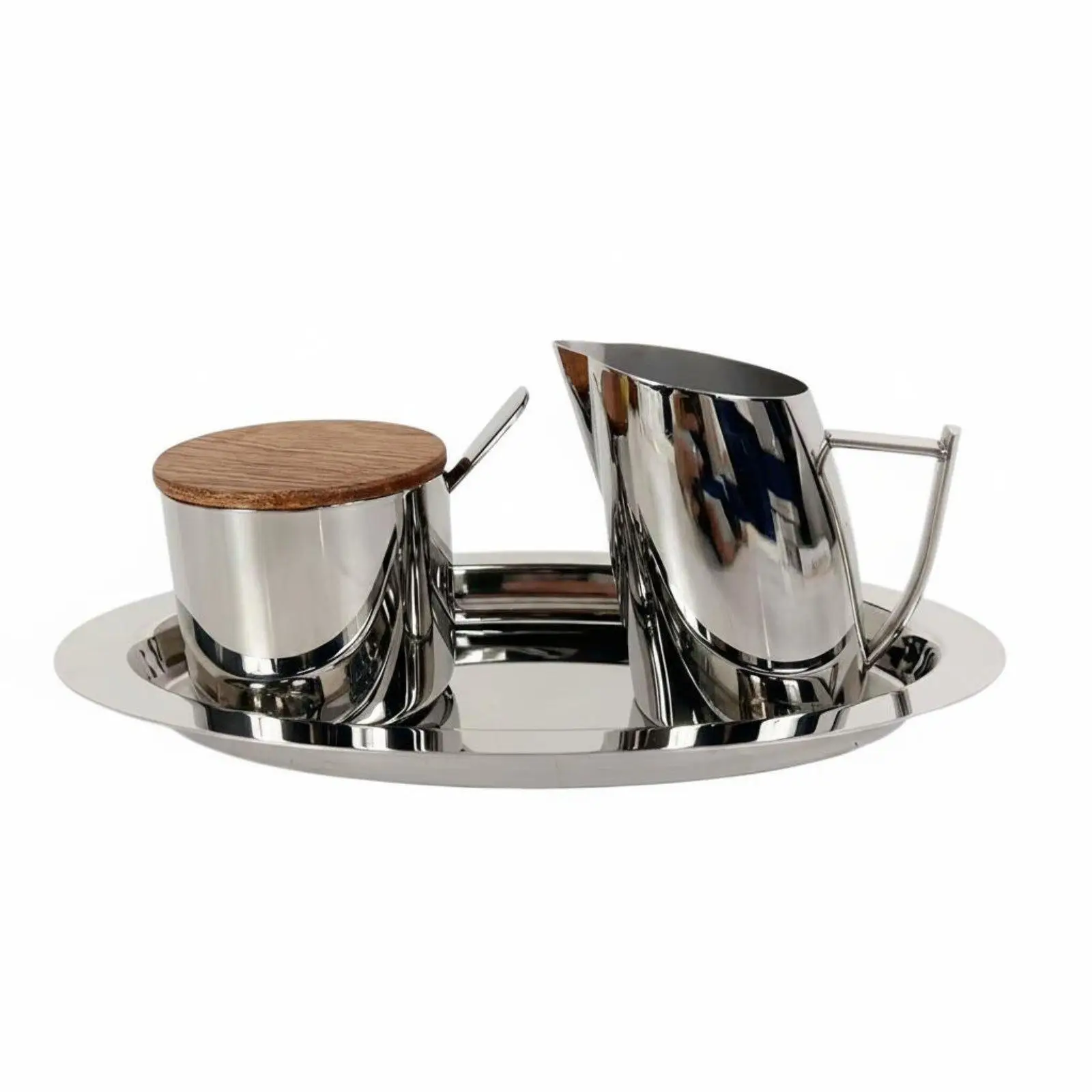 Stainless Sugar Container Modern Design Sugar and Creamer Set Serving Tray for Tea Coffee Kitchen Countertop