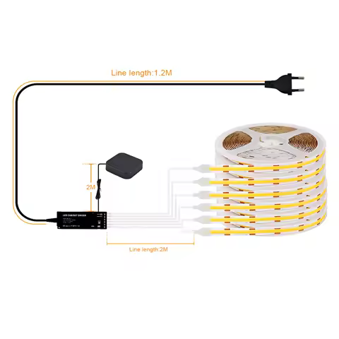 Fita de LED COB para armários, coleção de luminárias, closets, estantes, guarda-roupas, perfurável, com sensor de toque e dimerizável.