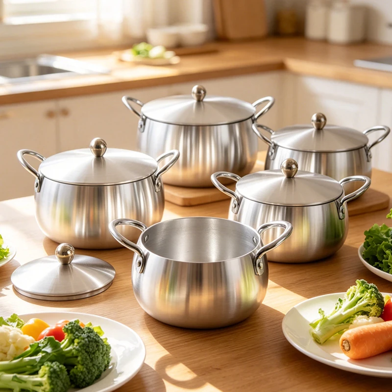 16/18/20/22/24 cm Belly Shape Aluminum Cooking Pot Kitchen Casseroles Cookware Set Large Diameter Deep Pot for Stewing