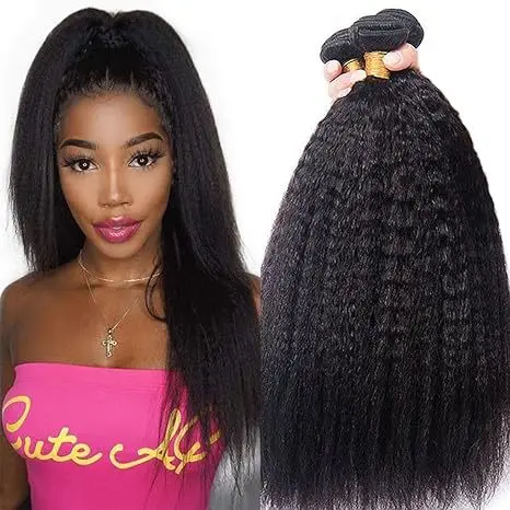 

Kinky Straight Bundles Human Hair Yaki Straight 9A Hairs curtain spring