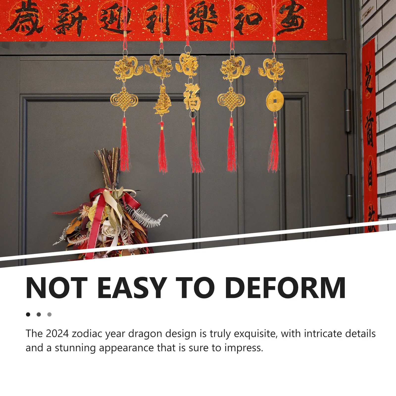10 قطعة 2024 زودياك التنين زينة معلقة النمط الصيني السنة الجديدة المعلقات للمنزل مهرجان الربيع الباب ديكور حلية #5