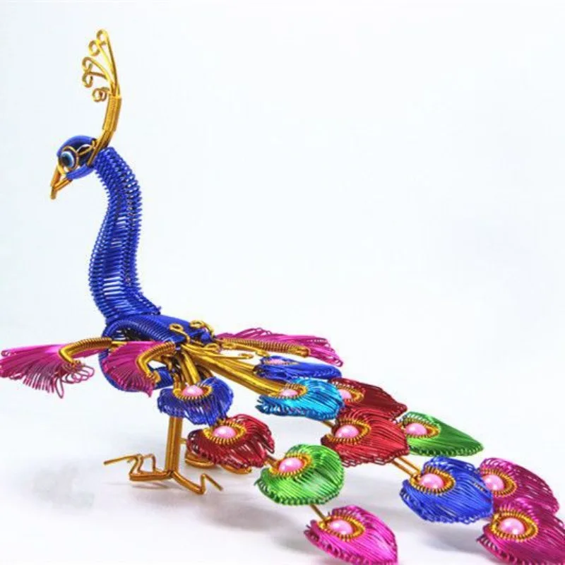 Colorful phoenix with spread wings, peacock, homemade crafts, special aluminum wire crafts, student handicrafts