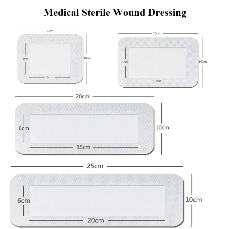 40 pièces 10x1 0 cm/15 cm/20 cm/25 cm médical stérile pansement respirant adhésif grande taille bande aides pansement soins des plaies autocollant