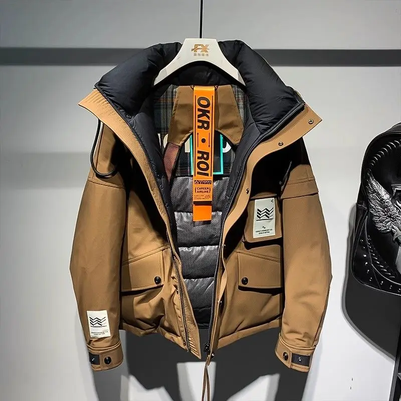 Luxury Winter Men Clothing Hooded Parkas Warm Windproof Coat Cotton-padded Jacket Thick Zip Multi-pocket Outerwear Puffer Jacket