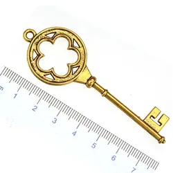 5pcs Antique Gold Plated Charms Handcrafts Parts Accessories NecklaceS Large 78mm Keys Metal Pendant Jewelry Materials Wholesale