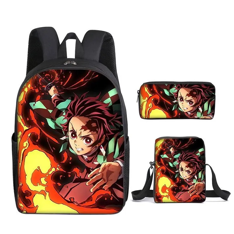 Dämonentöter Tanjiro Kamado Nezuko Agatsuma Zen'itsu Schultasche Hochwertiger Cartoon-Druck Große Kapazität Tragbare Umhängetasche – Detail 8