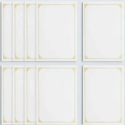 

10pcs Golden Certificate Paper for Printing Double Sided Borders Blank Writable Inner Diploma Award Graduation