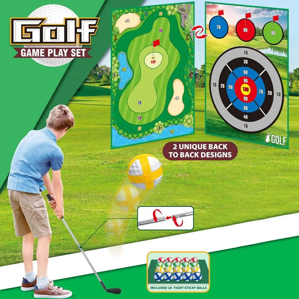 Golf Chipping Game Indoor Training Toy Set for Kids Golf Dart Accessories Golf Putting Practice Hitting Mat for Children Outdoor