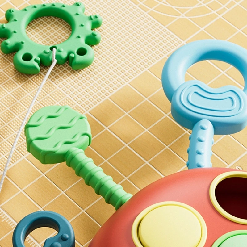 Toddlers Pull String Toy FingerPress Toy Baby Rattle Soother MusicBubbles Teething Relief Education Toy