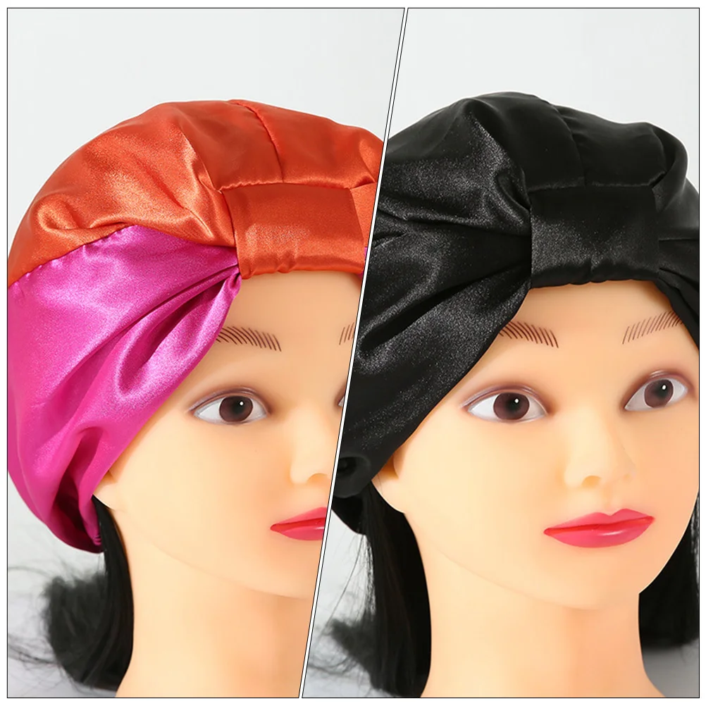 หมวกโพกหัวแบบยืดหยุ่นสองสีสองชั้น 2 ชิ้น สวมใส่สบาย น้ำหนักเบา ผ้าคลุมศีรษะมุสลิม ทนทาน ระบายอากาศได้ดี อุปกรณ์เสริมผม