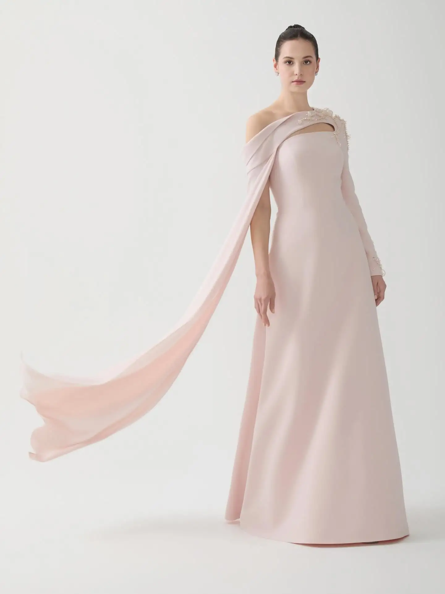 Vestido de noche Formal personalizado, corte en A, un hombro, manga larga, delicados vestidos de celebridades, vestido de fiesta de alta calidad a la moda