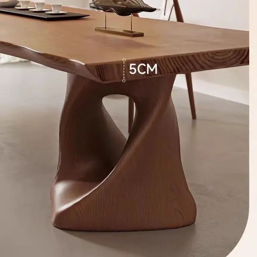 Solid wood tea Light luxury antique tea table Large board tea  Solid wood Internet celebrity special-shaped table leg