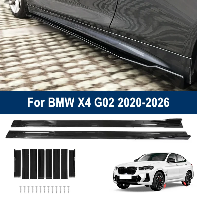

For BMW X4 G02 2020-2026 2025 2024 Car Side Skirt Splitters Extended Side Spoiler Sport Body Kit Bumper Lip Modified Parts 8Pcs