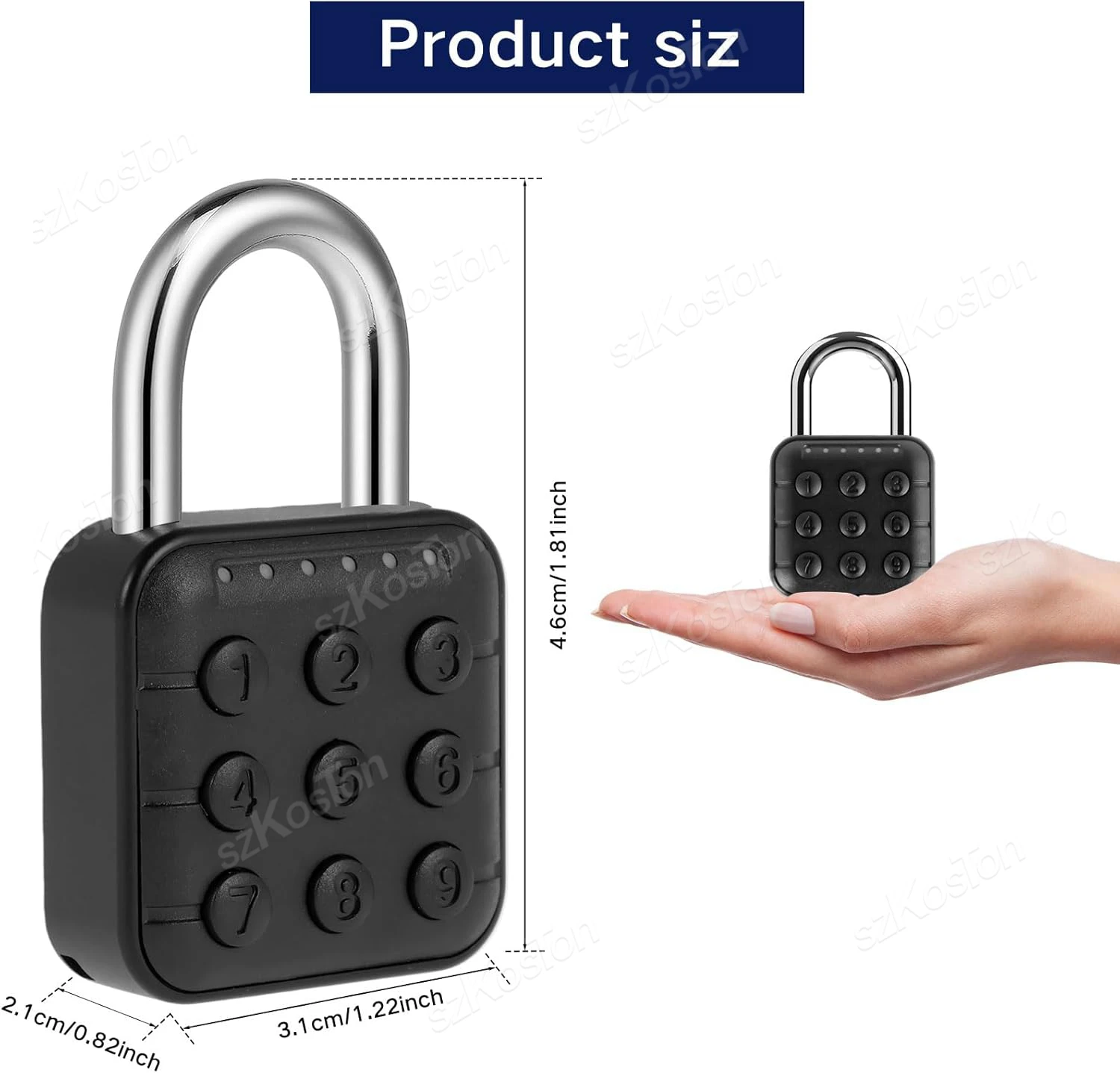 Outdoor Waterproof Keyless Combination Padlock 6 Digit Codes Lock for Gym School Locker Fence Luggage Suitcase