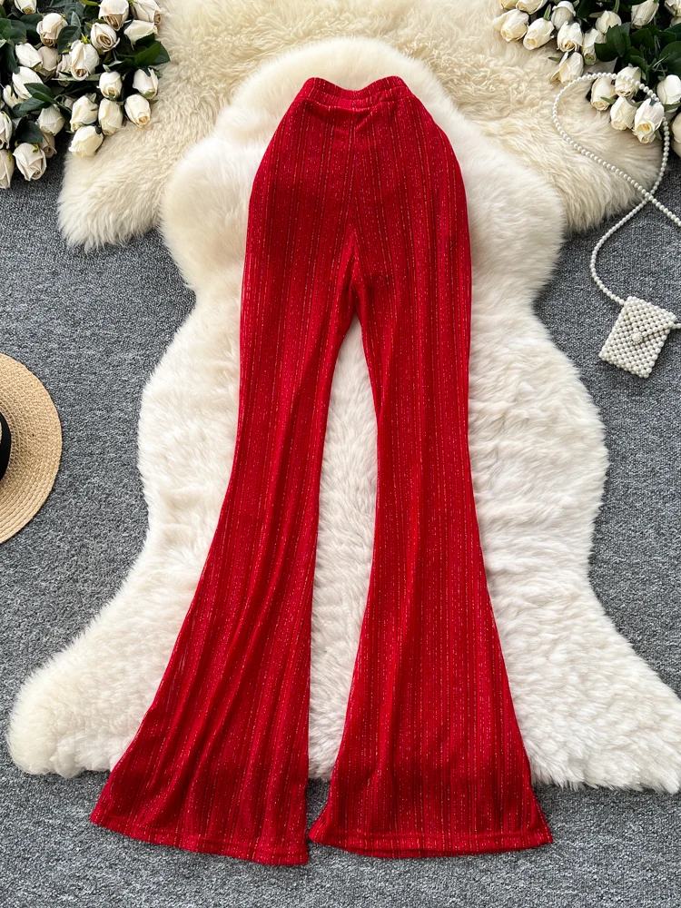 Pantalones de Yoga de cintura alta iny Tead para mujer, pantalones informales ajustados, piernas micro acampanadas, ropa informal de puro deseo, fibra de poliéster