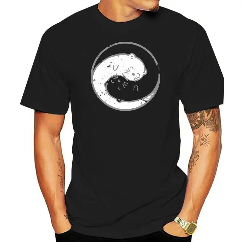 Fashion Mens Short sleeve T Shirt 100% Cotton Ferret Ying Yang Ermine Lovers T Shirt