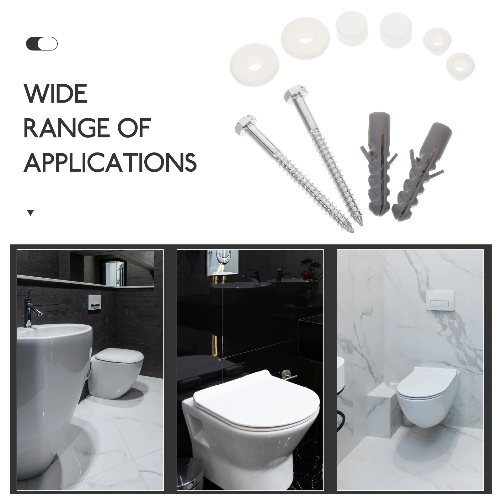 

1Set Toilet Tank Bolts Screws Kit Durable Toilet Seat Bolts with Leak Proof Seal Ring Fixed Screws Replacement