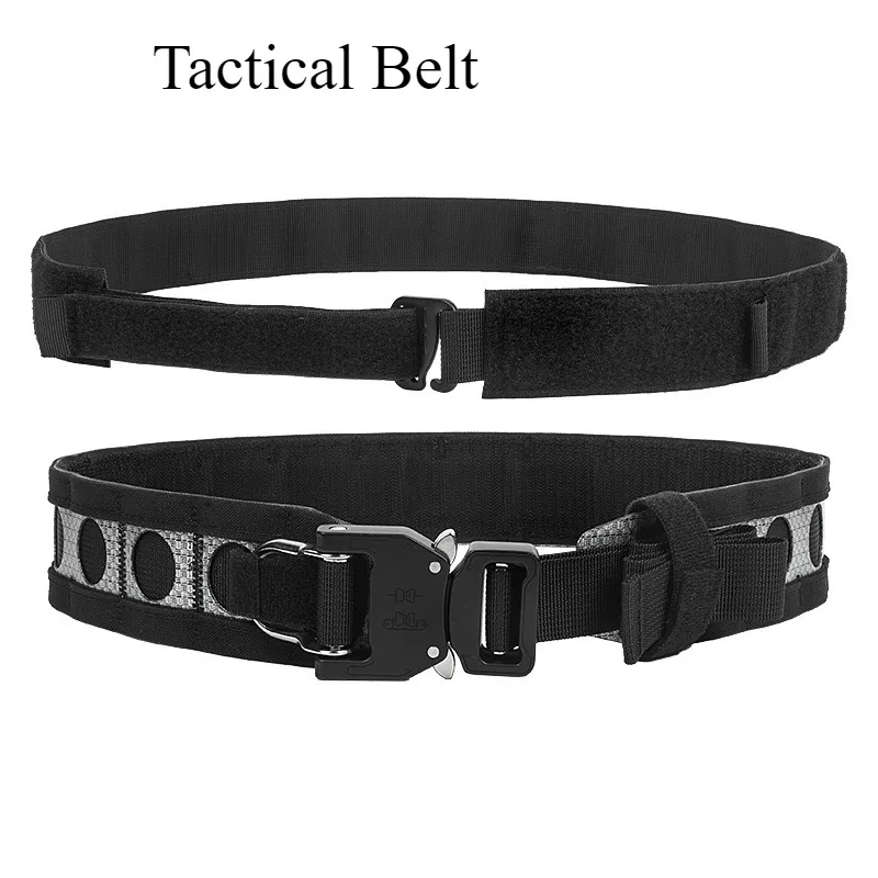 

Double Layer Tactical Belt - Heavy Duty Nylon Webbing with Metal Quick Release Buckle, Adjustable Camo Strap for Outdoor Men