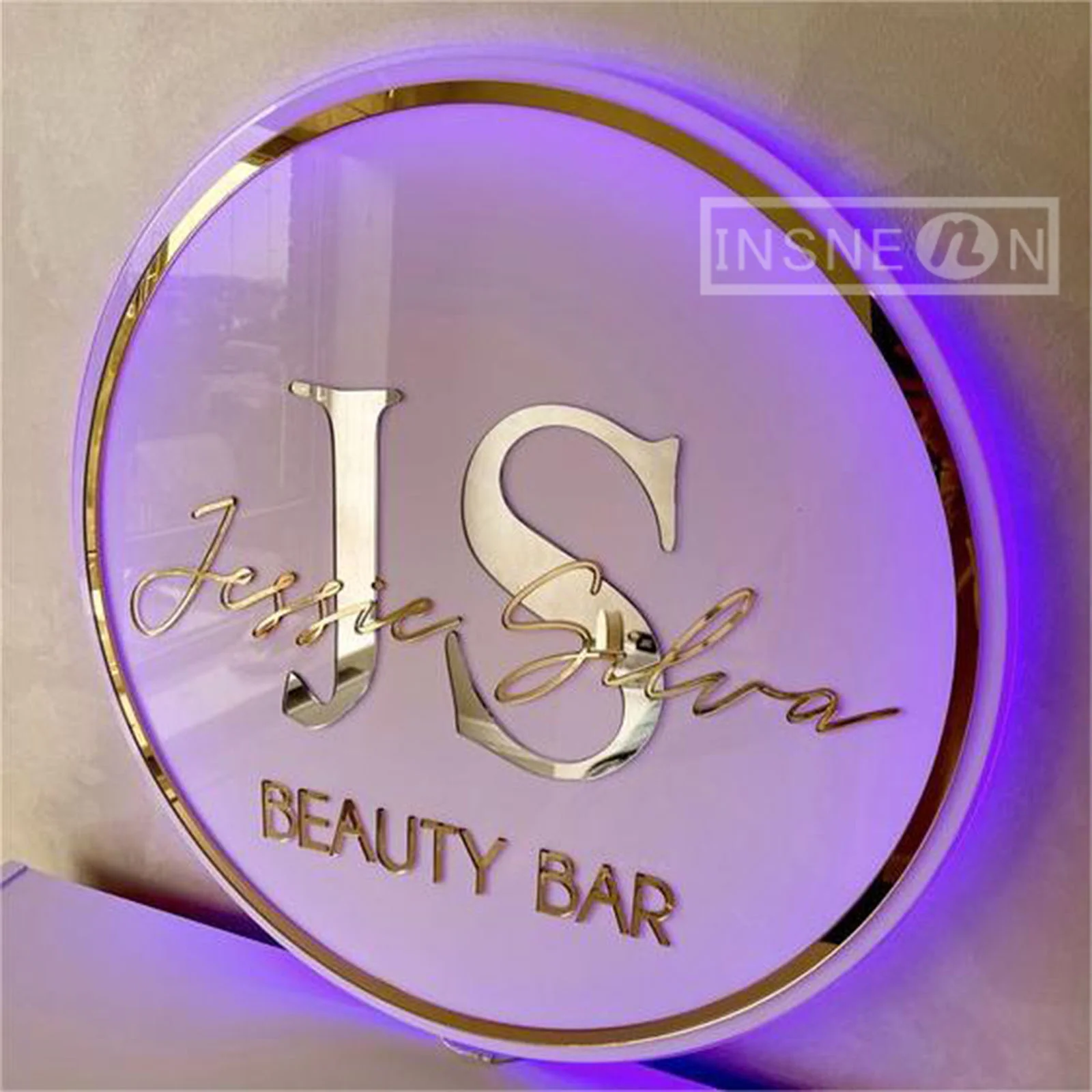 Engraving Custom Circular 3D Metal Pattern Custom Letter Sign Board, LED Glass Digital Gift, Indoor and Outdoor, Lighting Logo