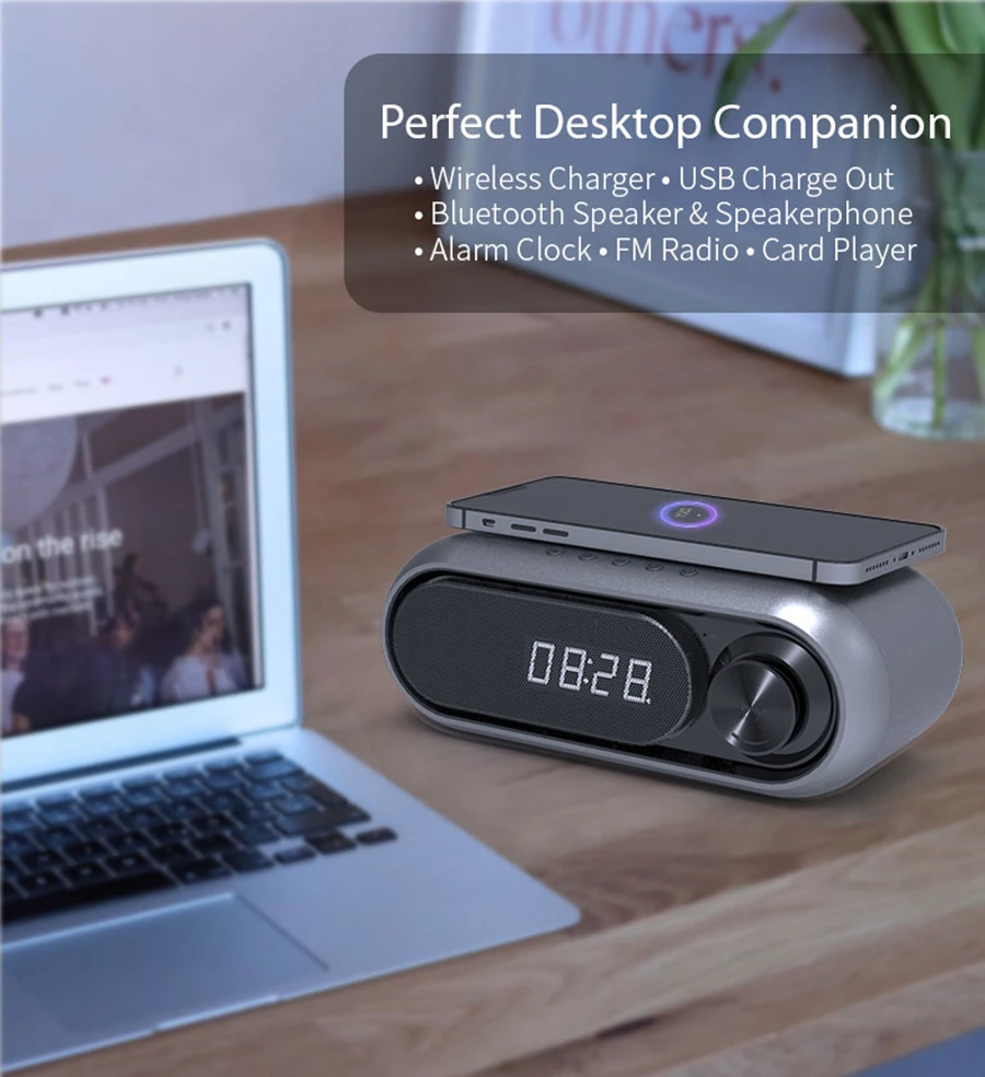 سماعة لاسلكية تعمل بالبلوتوث المتكلم USB شاحن لاسلكي للهاتف المحمول صندوق الصوت مضخم صوت مسرح منزلي صغير مع مكبرات صوت راديو FM