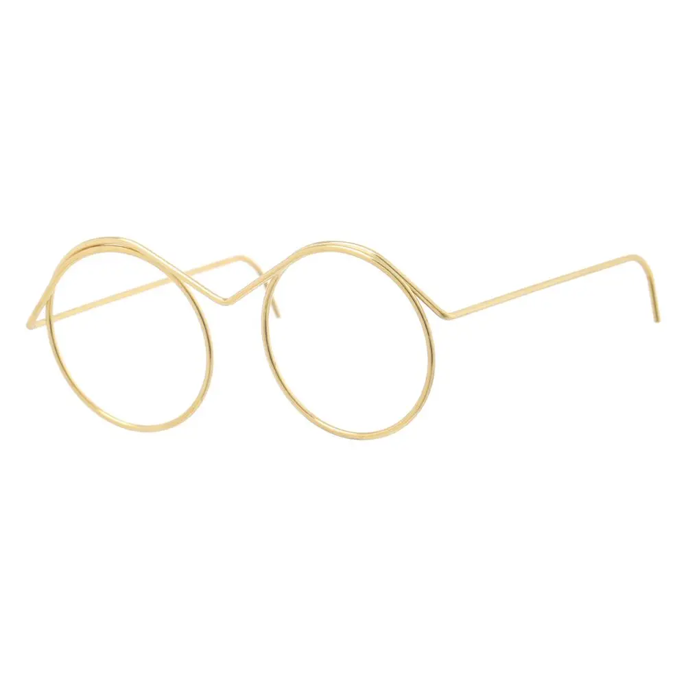Cute Retro Round Frame Gold Lensless  Glasses