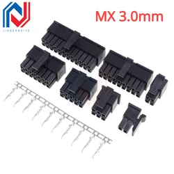 10sets Micro-Fit 3.0 2P 4P 6P Connector 3.0mm Pitch Male Housing 8P 10P 12 16P 18P 20P 24Pin Mini 5557/43025 Male Shell+Terminal