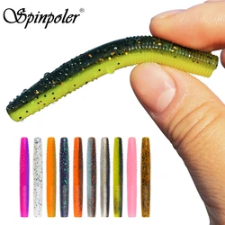 Spinpoler Fat Worm Senko Finesse TPR Ned Worm Rig Soft Fishing Lures 2.75