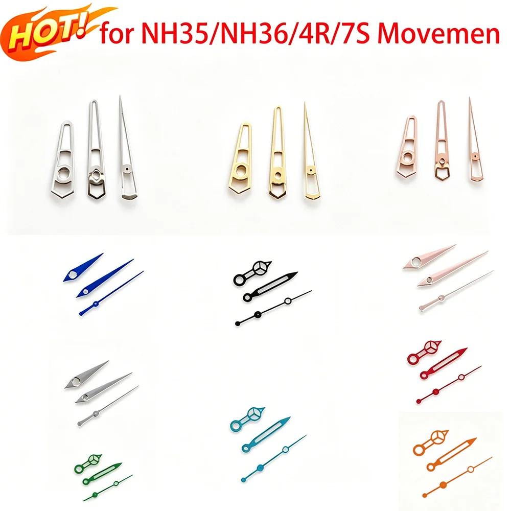 Aiguilles de montre NH35 8*12*12.5mm pour mouvements Seiko GS NH35 NH36 4R 7S – Argent, Bleu, Or, Vert, Orange