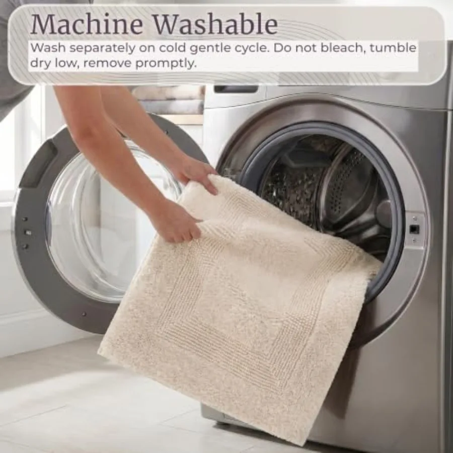Bathroom Rugs Set 67A-01677 - 2-Piece Cotton Bathroom Mat Set, Machine Washable Standard and Large Bath Mats for Washroom, Kitc