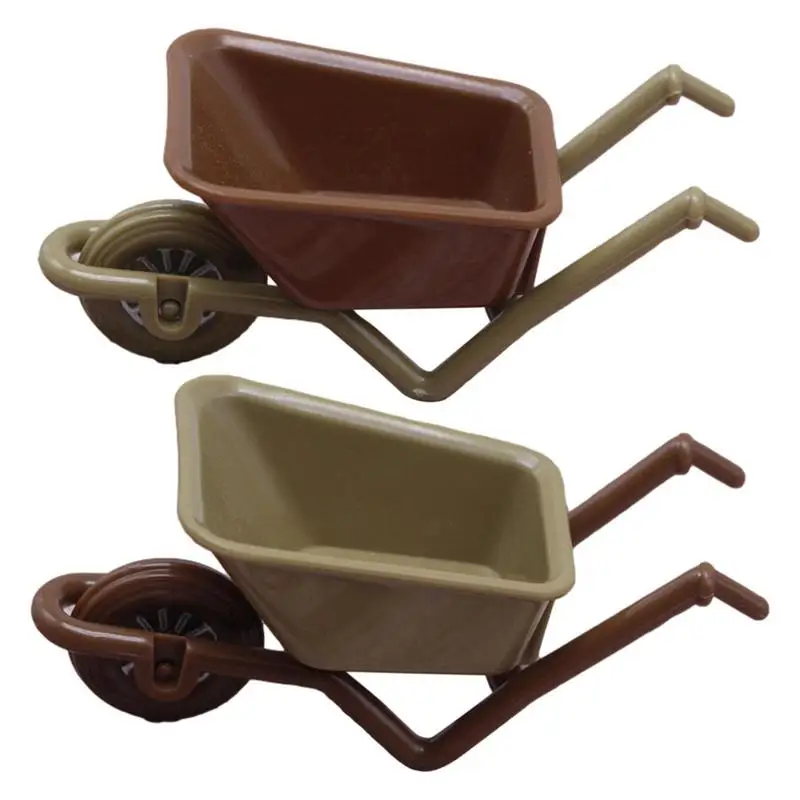 Doll House Cart Mini Wheelbarrow Toy Emulation Miniature Farm Tool Model Pocket Construction Toys Miniature Cart Accessories