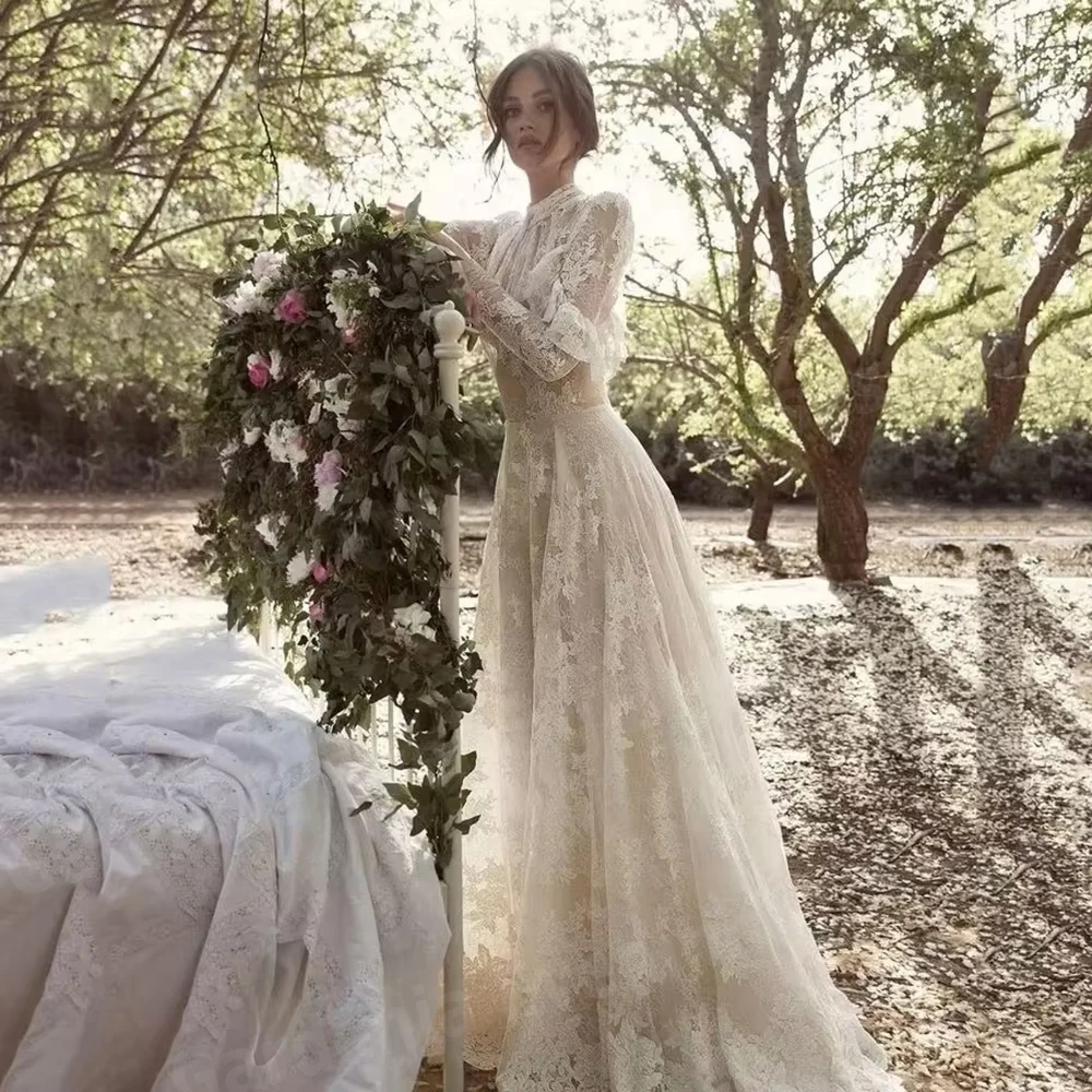 2026 Elegante A-Linien Abendkleider für Damen mit Spitzenapplikationen, Ballkleider, Vestidos Para Mujer, Maßgeschneiderte Langarm-Robe De Soirée