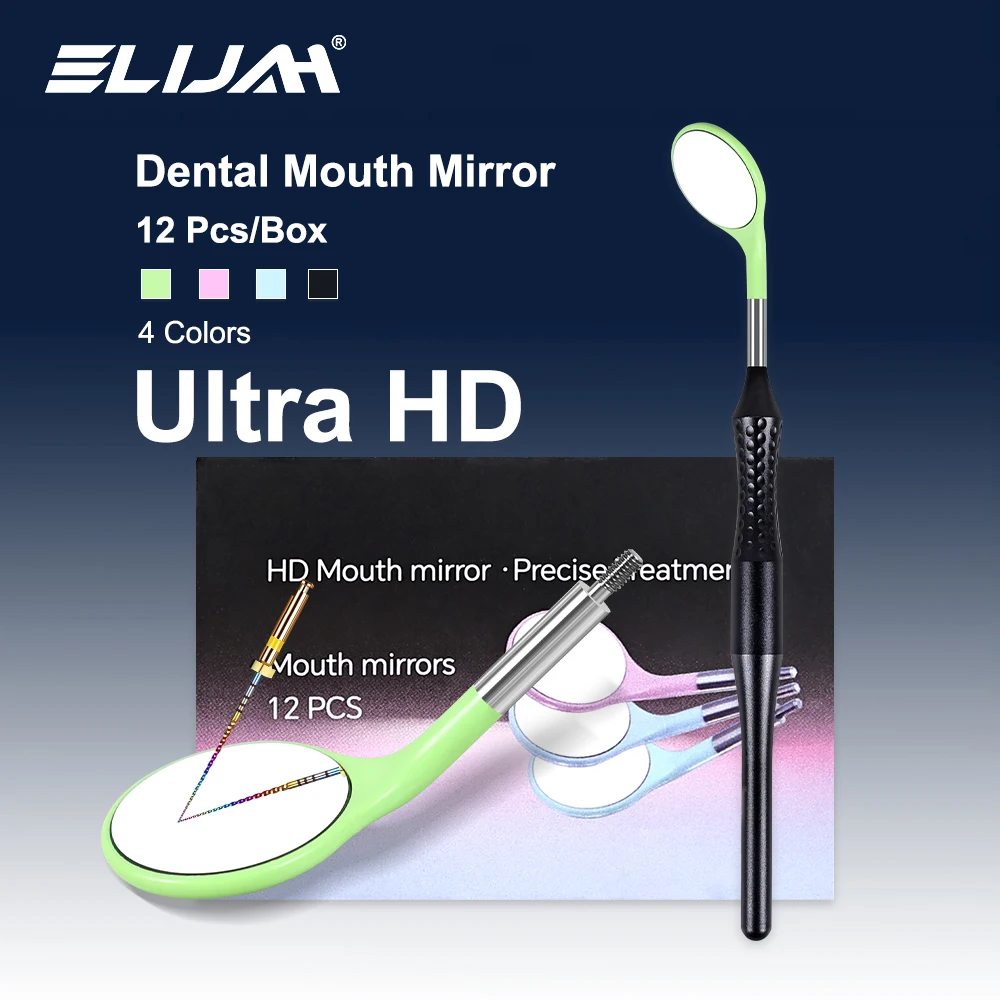 

ELIJAH 12Pcs/Set Dental Ultraclear Anti-fog Mouth Mirror Exam Mirrors Metal Handle Replaceable Reflectors Mirrors Autoclavable