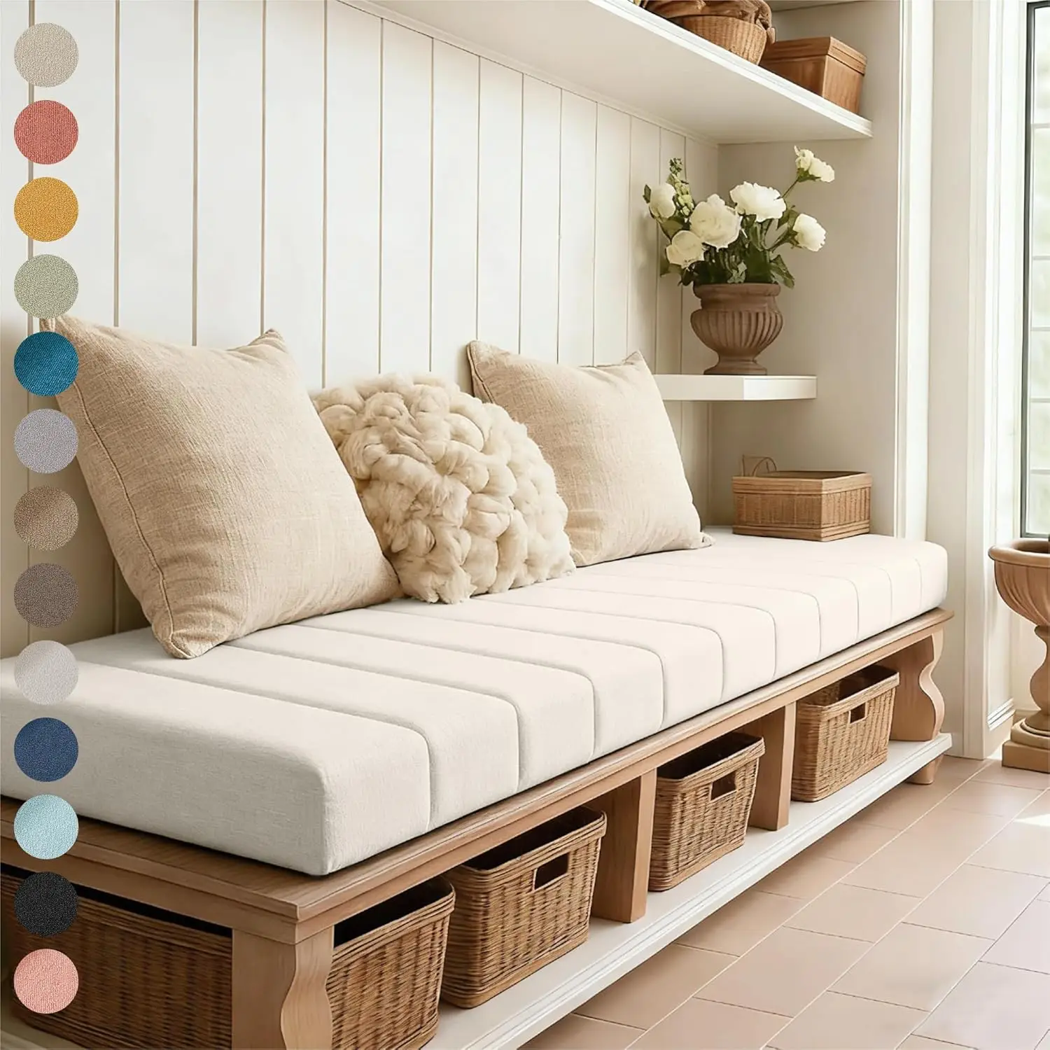 Custom 4cm Teddy Waterproof Long Bench Cushions Long Mattress Bay Window Pads Chair Seat Pads Decorative Garden Cushions