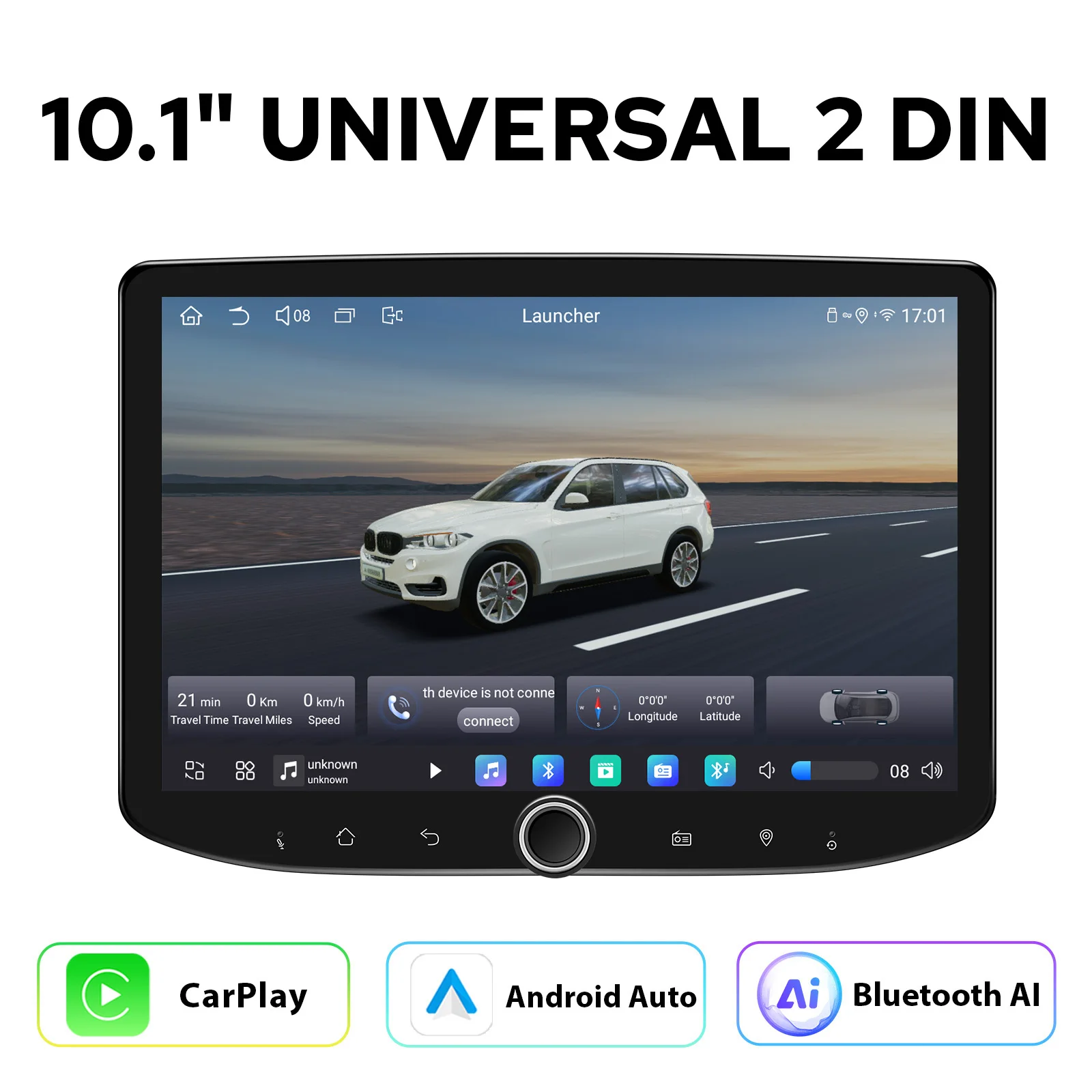JOYING 10,1 "Android 13,0 Radio de coche reproductor Multimedia estéreo doble Din unidad principal Universal con CarPlay Android Auto salida HDMI