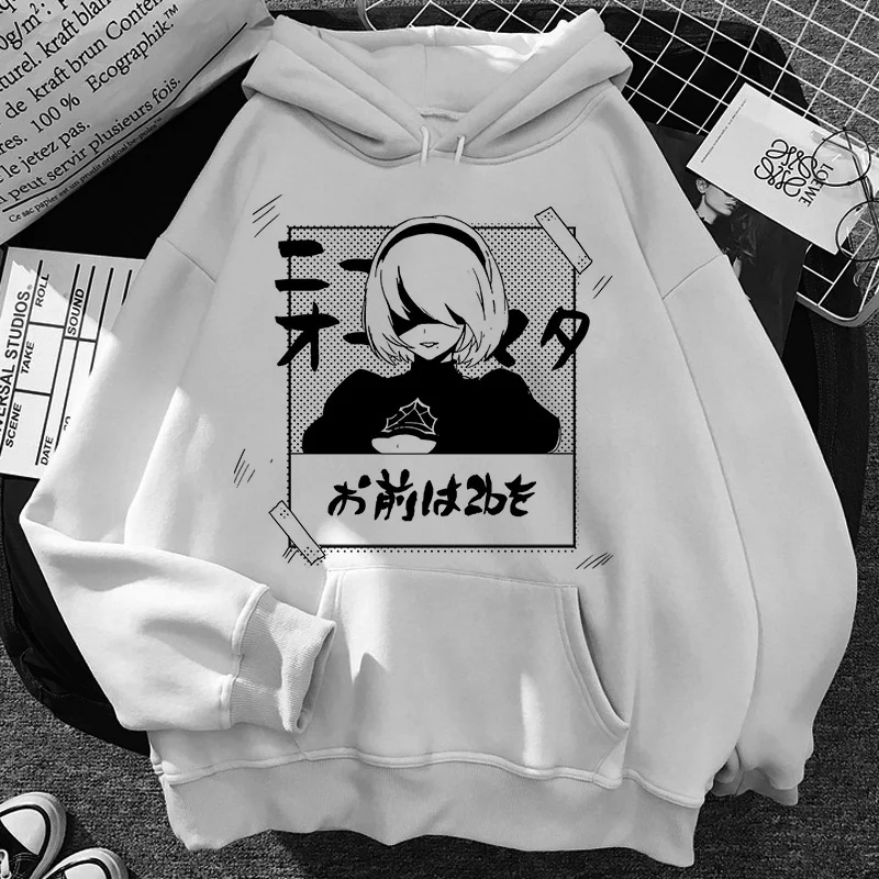 Nier Automata hoodies men vintage anime grunge y2k aesthetic male pullover manga