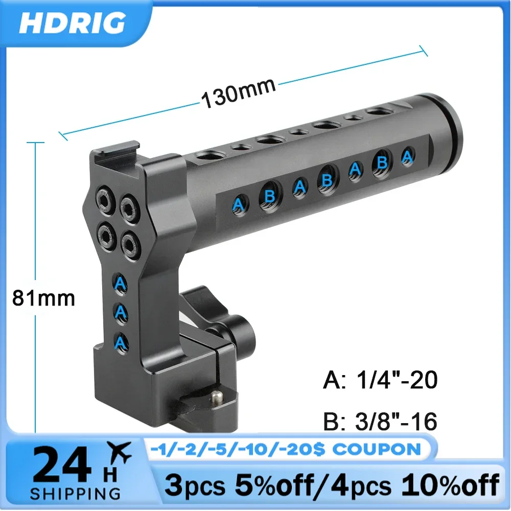 

HDRIG Universal QR Top Cheese Handle With NATO Rail And Cold Shoe & NATO Rail Quick Release Bar Fits standard NATO Clamp