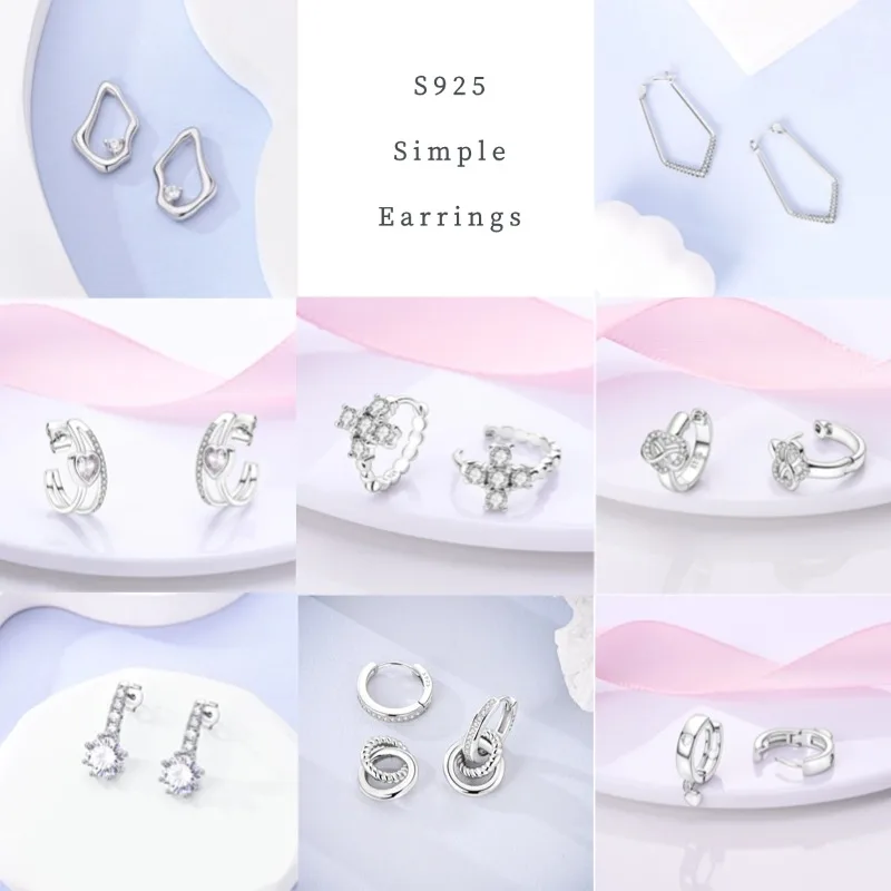 أقراط اللؤلؤ 925 فضة الأصلي تألق الزركون الهندسة غير النظامية الصليب ساحة هوب أقراط للنساء مجوهرات