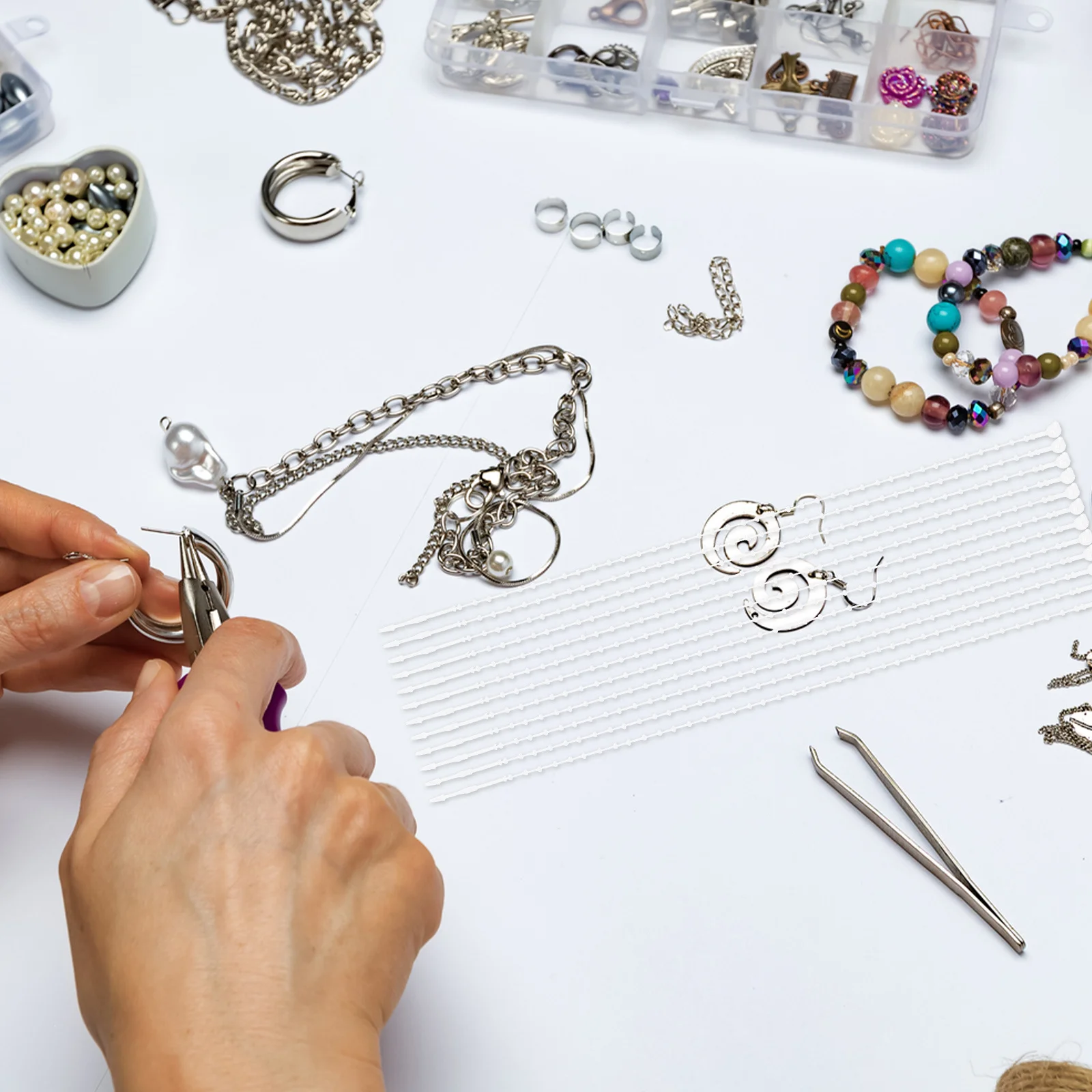 

1000pcs Line Mother-Child Buckle Clear Beaded Loop Snap Fastener 20Cm Transparent Tag String For Diy Jewelry Making Soft