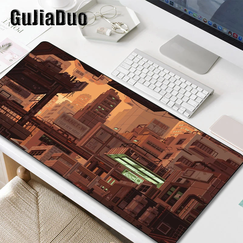 GuJiaDuo Pixel Style grande Mouse Pad Gamer Computer e ufficio tavolo scrivania tappetino Gaming Hoom accessori XL Art Mousepad Pc cuscino