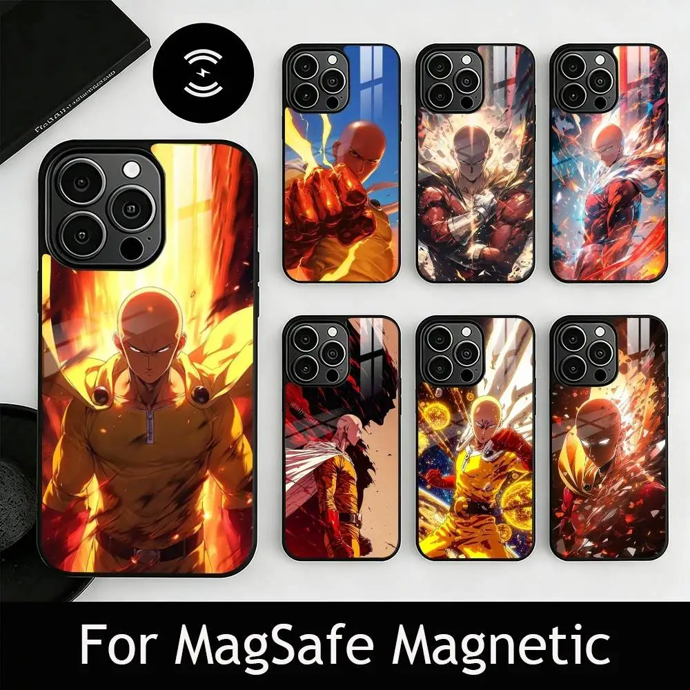 

O-One-Punch M-Man S-Saitama Phone Case For iPhone17,16,15,14,13,12,11 Plus,Pro Magnetic For Magsafe Wireless Charging