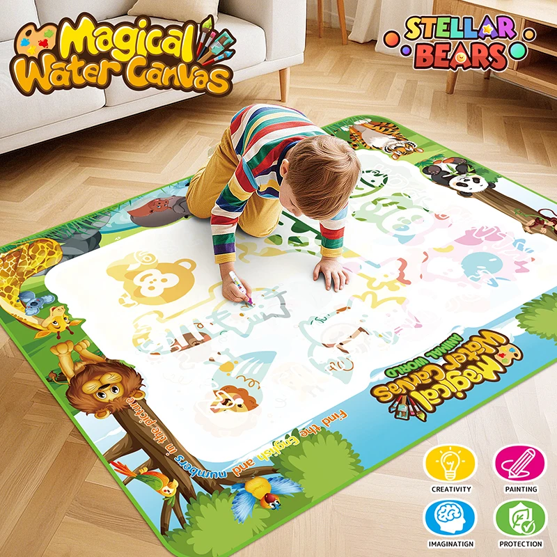 Tapis de dessin à l'eau magique, planche de peinture réutilisable avec stylos, jouets éducatifs Montessori pour enfants, cadeaux de noël du nouvel an